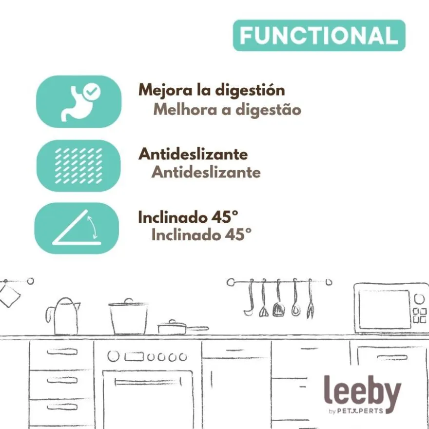 Leeby Comedero Doble de Metal Azul para perros