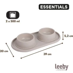 Leeby Comedero Doble de Plástico para perros y gatos