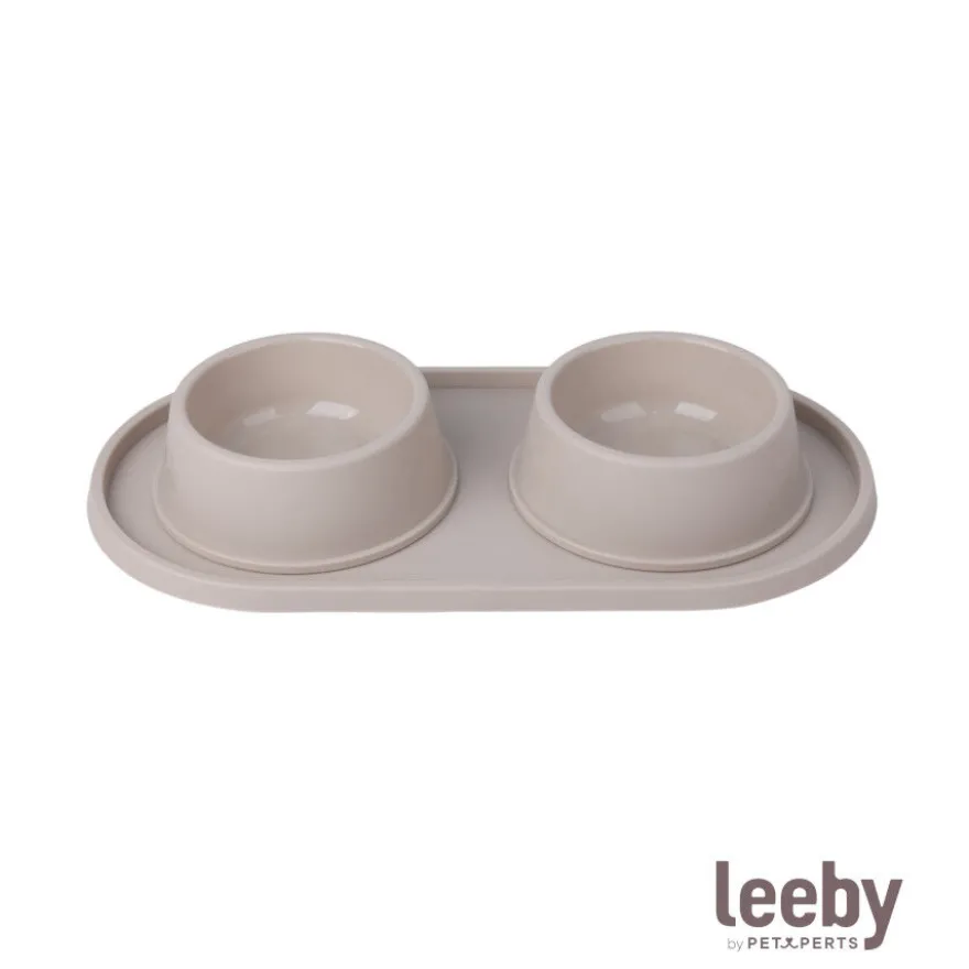 Leeby Comedero Doble de Plástico para perros y gatos
