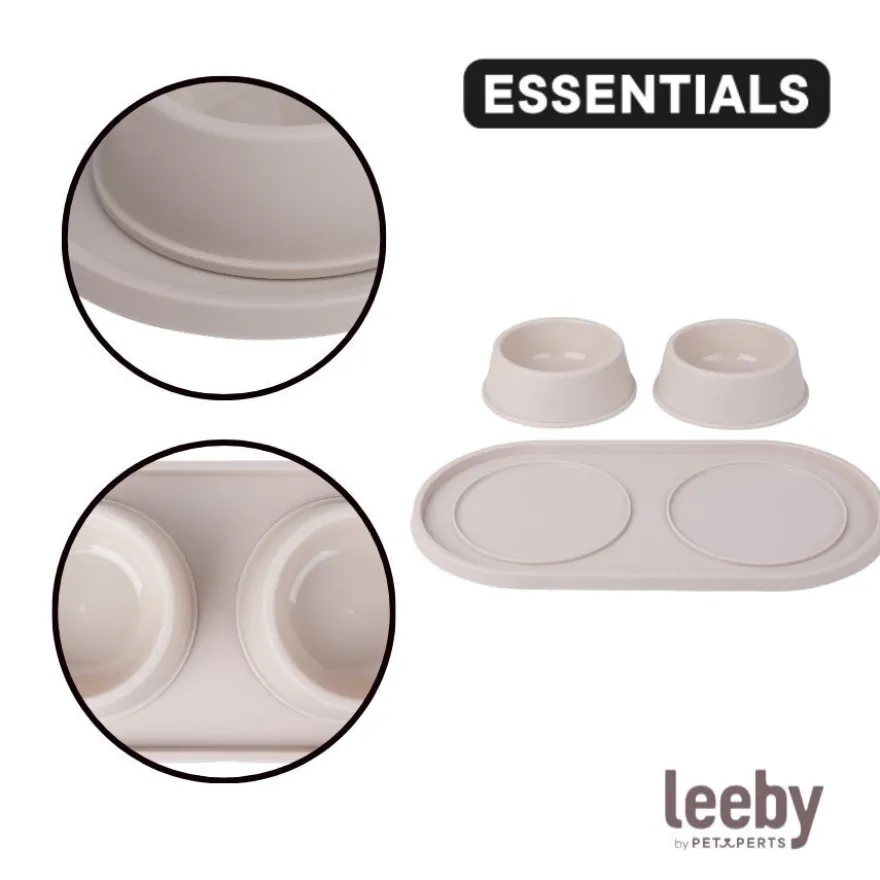 Leeby Comedero Doble de Plástico para perros y gatos