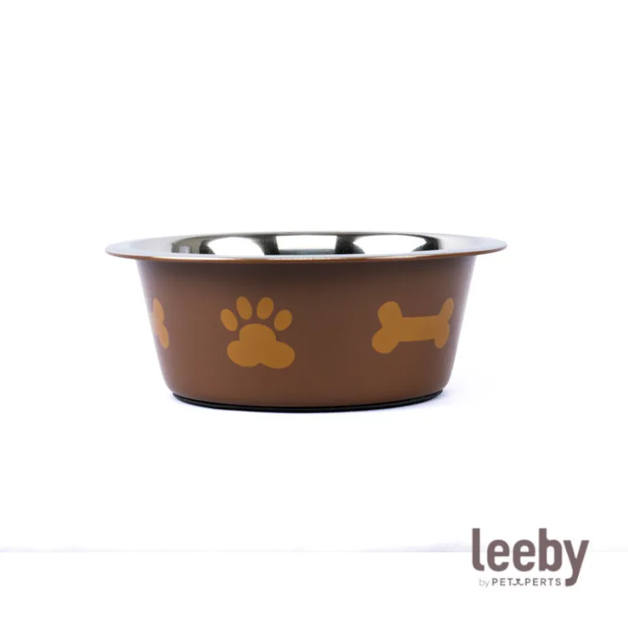 Leeby Comedero Estampado Huellas Acero Inoxidable para perros