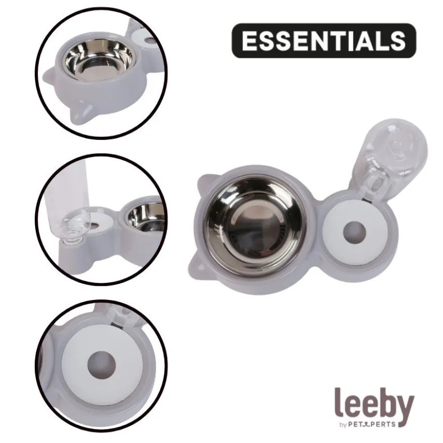 Leeby Comedero y Dispensador de Agua 2 en 1 Acero Inoxidable Gris para gatos