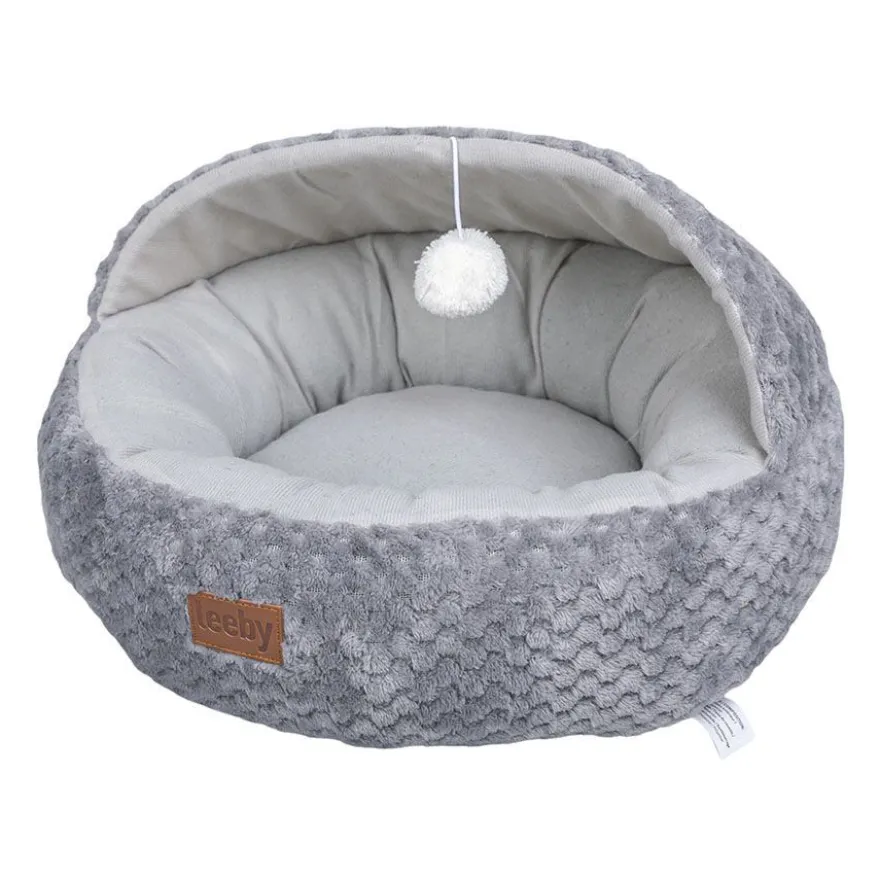 Leeby Cuna Gris y Blanco con Juguete para gatos