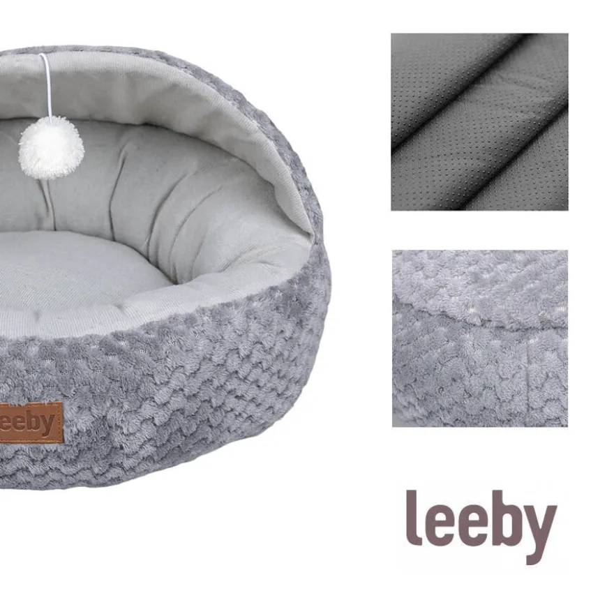 Leeby Cuna Gris y Blanco con Juguete para gatos