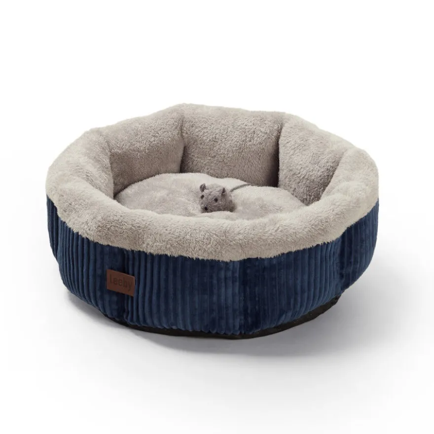 Leeby cuna redonda suave gris para gatos