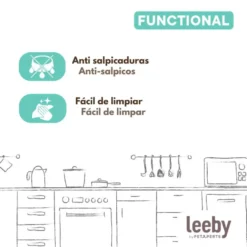Leeby Dispensador Agua Anti Salpicaduras Blanco para perros