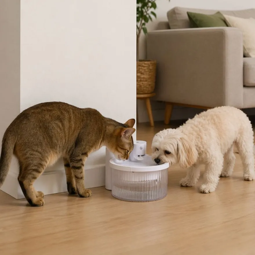 Leeby Fuente de Agua sin Cables Blanco para perros y gatos