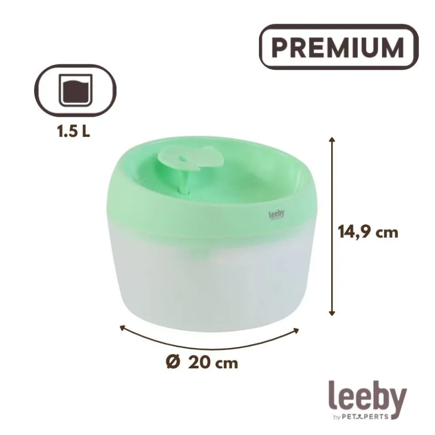 Leeby Fuente de Agua Verde para perros y gatos