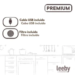 Leeby Fuente de Agua Verde para perros y gatos