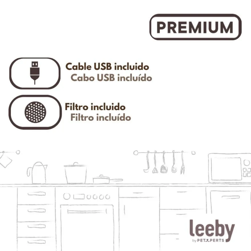 Leeby Fuente de Agua Verde para perros y gatos
