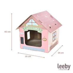 Leeby Hattie casita rascador de cartón rosa para gatos