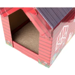 Leeby Hattie casita rascador de cartón con estampado de granja para gatos
