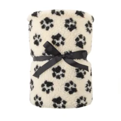 Leeby Manta de Lana con Estampado de Huellas para perros