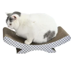 Leeby Remy Rocker rascador de cartón horizontal con estampado vichy para gatos