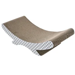 Leeby Remy Rocker rascador de cartón horizontal con estampado vichy para gatos