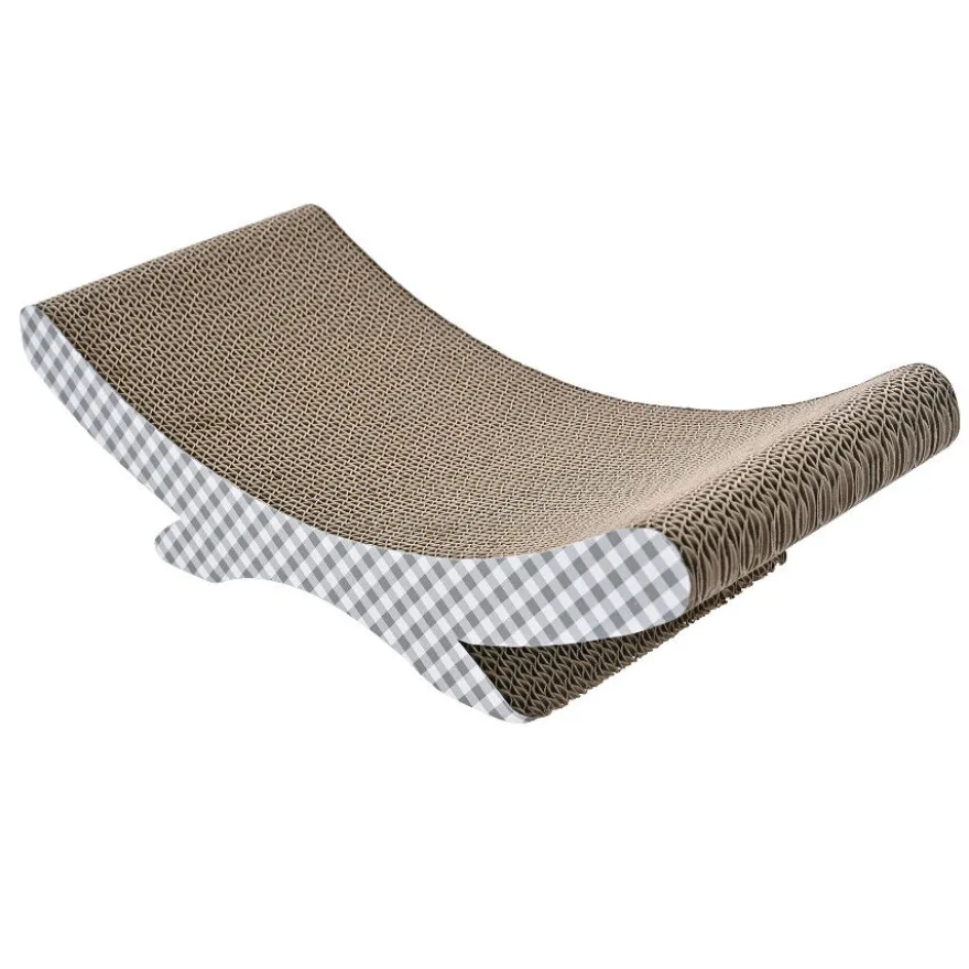 Leeby Remy Rocker rascador de cartón horizontal con estampado vichy para gatos