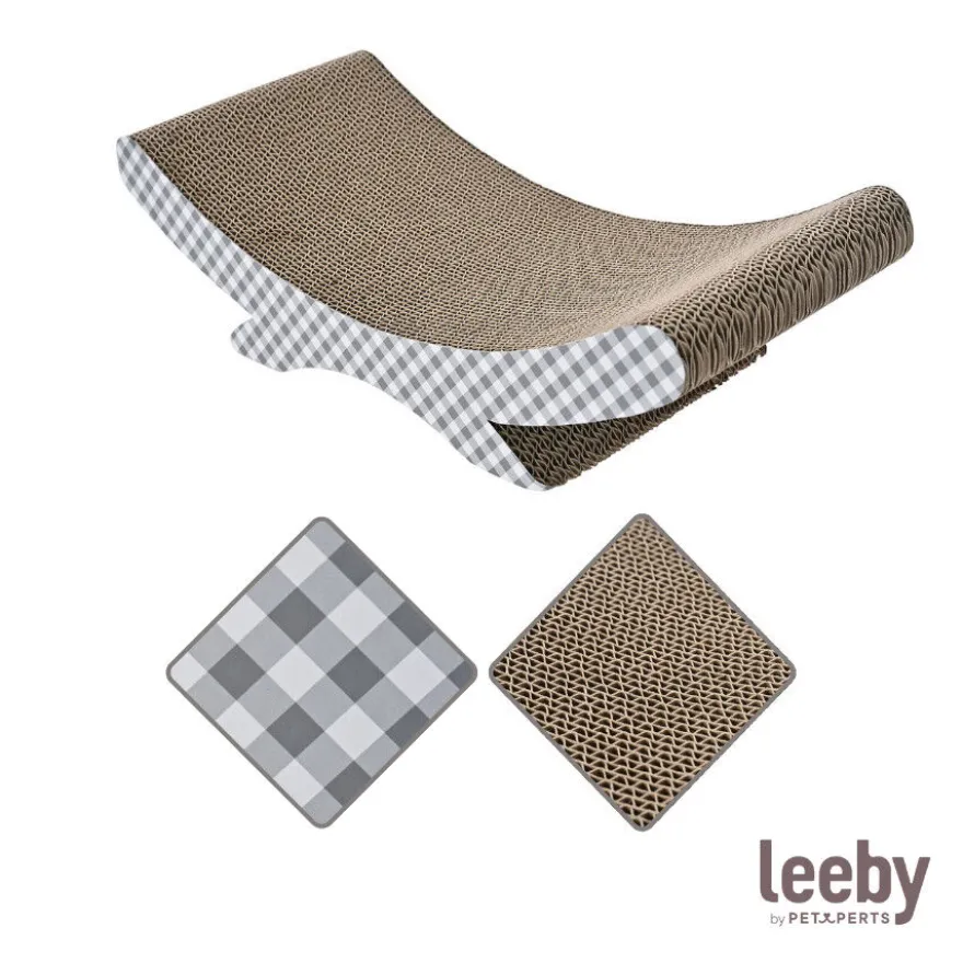 Leeby Remy Rocker rascador de cartón horizontal con estampado vichy para gatos