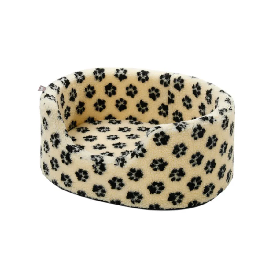 Leeby Sofá Bed Paw Print Beige para perros