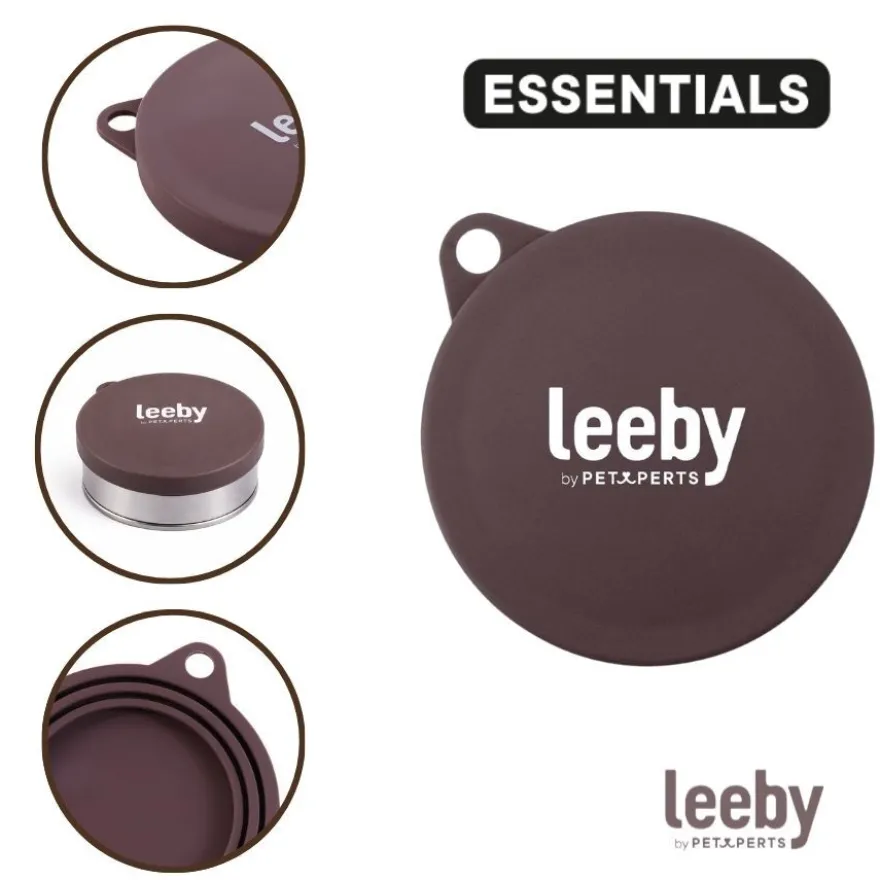 Leeby Tapa Comedero Marrón para perros y gatos