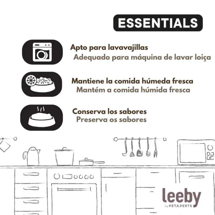 Leeby Tapa Comedero Marrón para perros y gatos