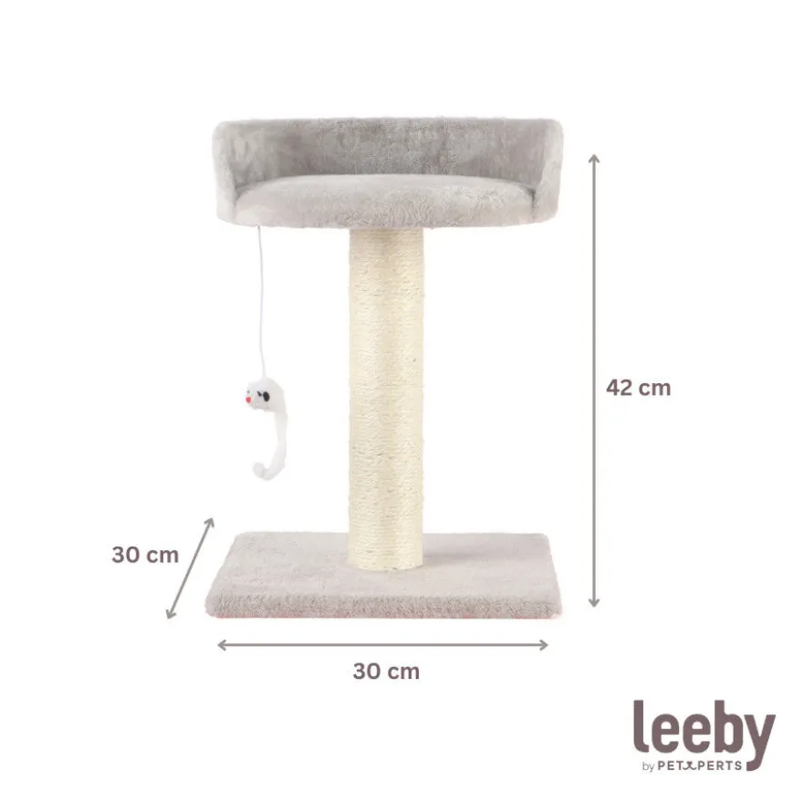 Leeby Tigrou rascador con cama y juguete gris para gatos