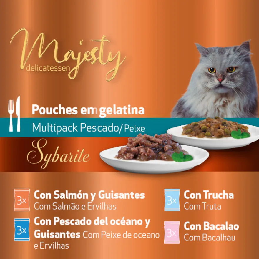 Majesty Multipack Sobres Gelatina Pescado para gatos