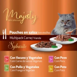 Majesty Multipack Sobres Salsa Carne en Salsa para gatos