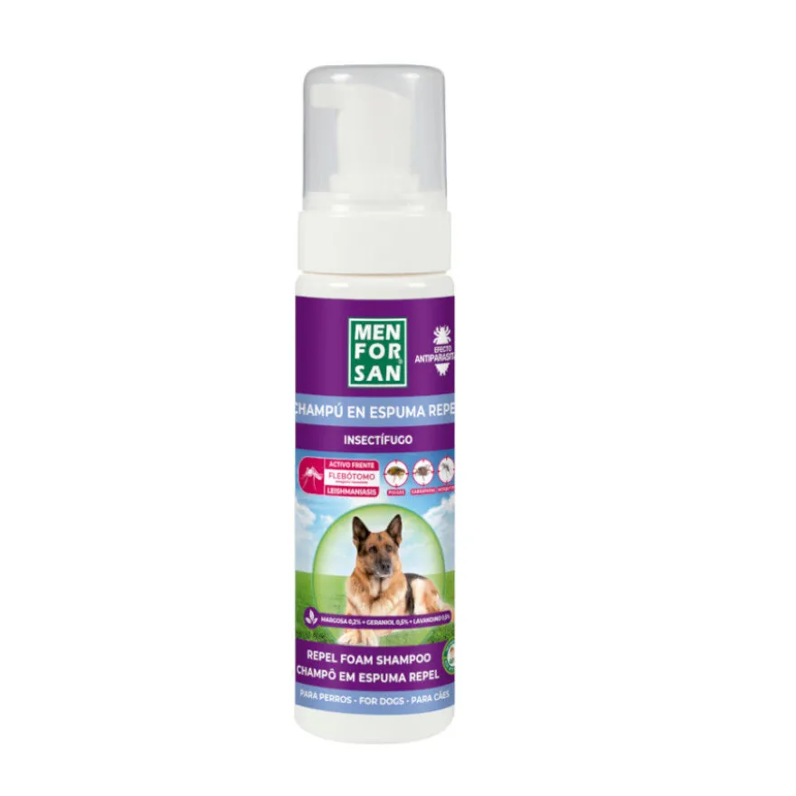 Menforsan Champú anti-insectos en espuma para perros y gatos