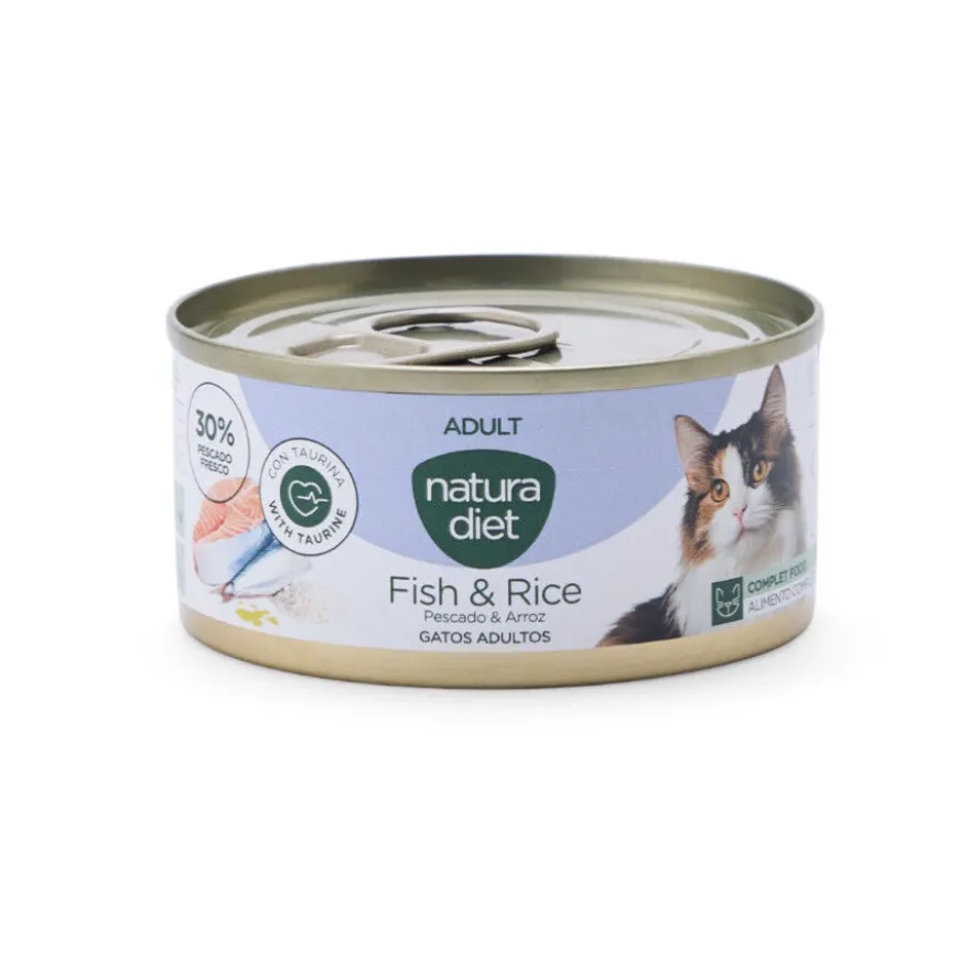 Natura Diet Adult Pescado y Arroz lata para gatos