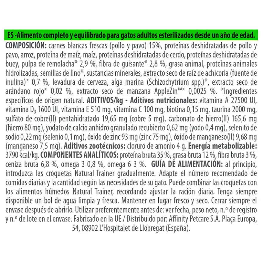 Natural Trainer Sterilised pienso para gatos