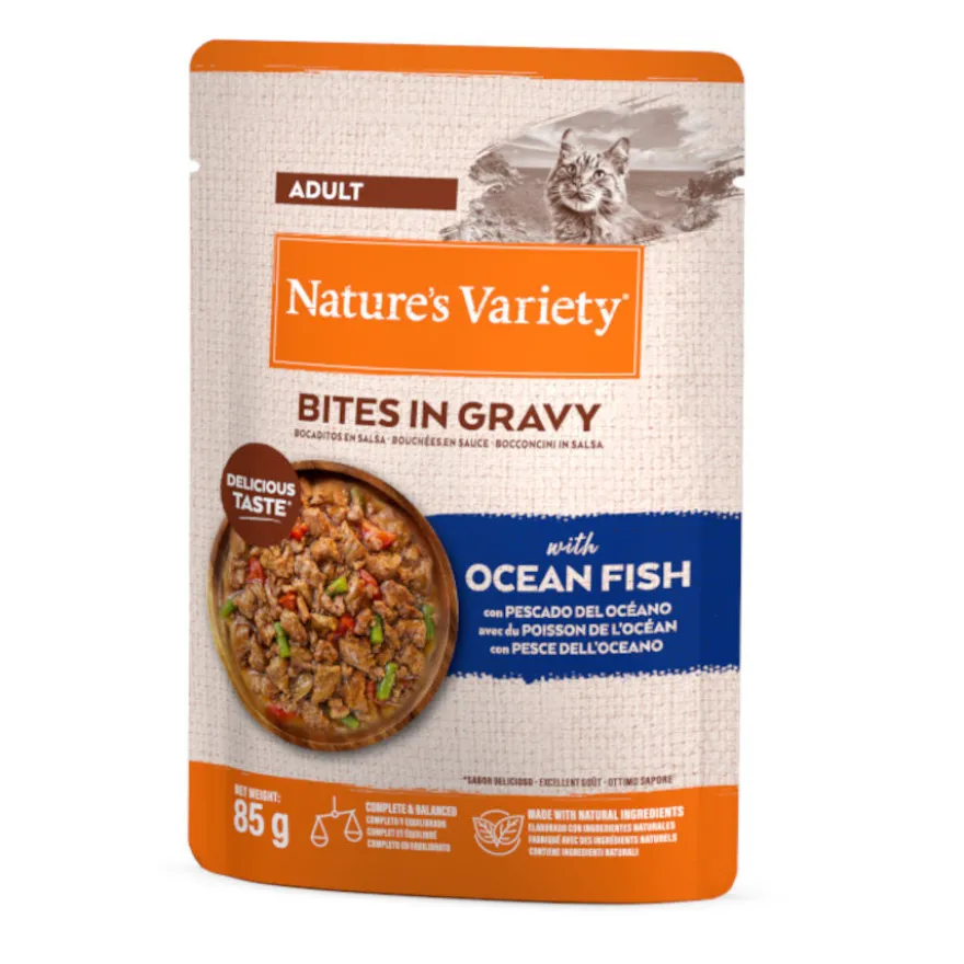 Nature's Variety Adult Bocaditos de Pescado del Océano Sobre en Salsa para gatos
