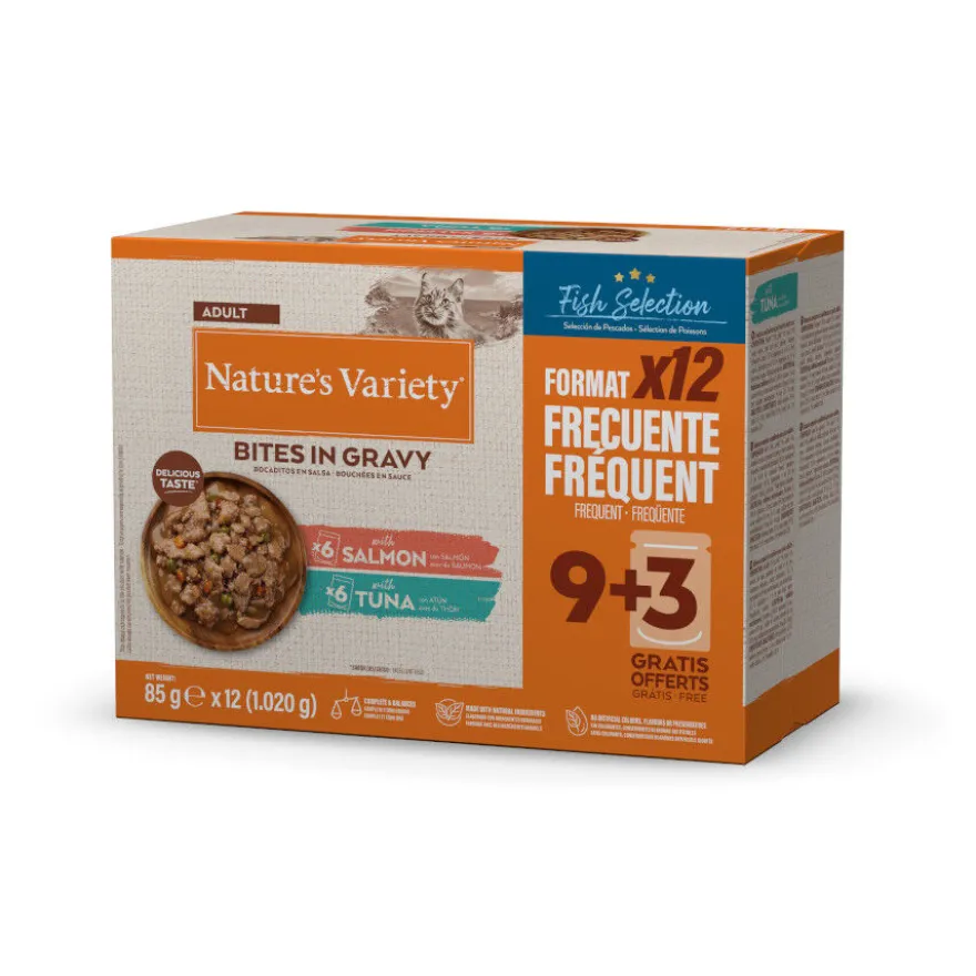 Nature's Variety Adult Selección de Pescados Bocaditos de Atún y Salmón Sobre en Salsa para gatos