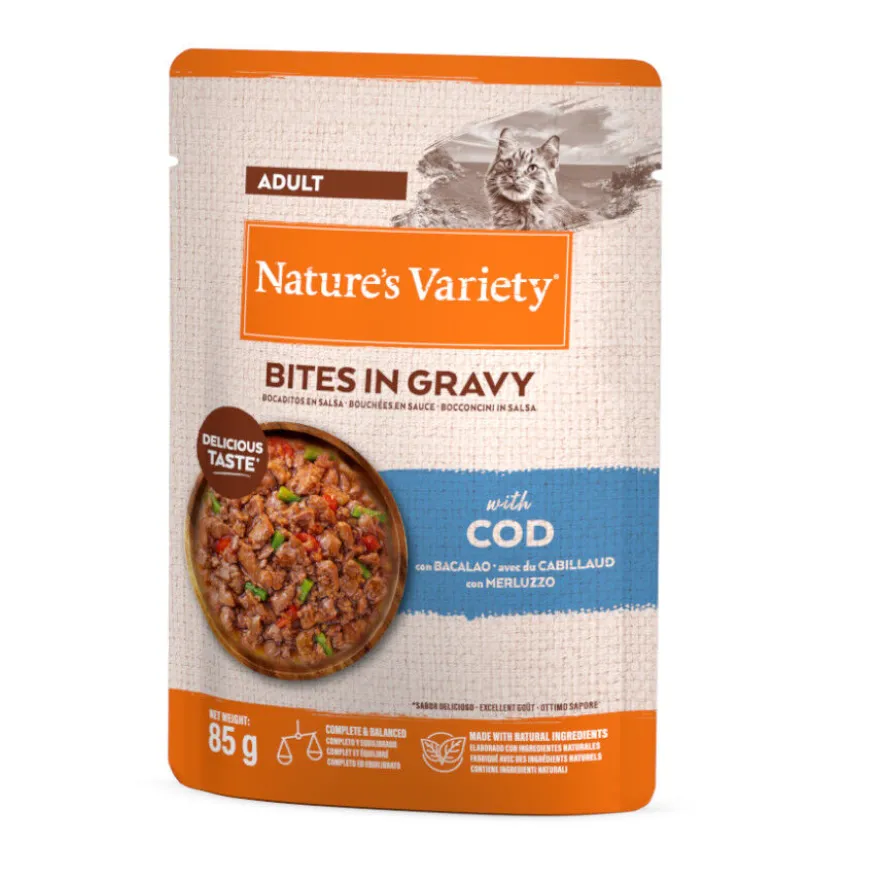 Nature's Variety Bocaditos de Bacalao en Salsa Sobre para gatos adultos