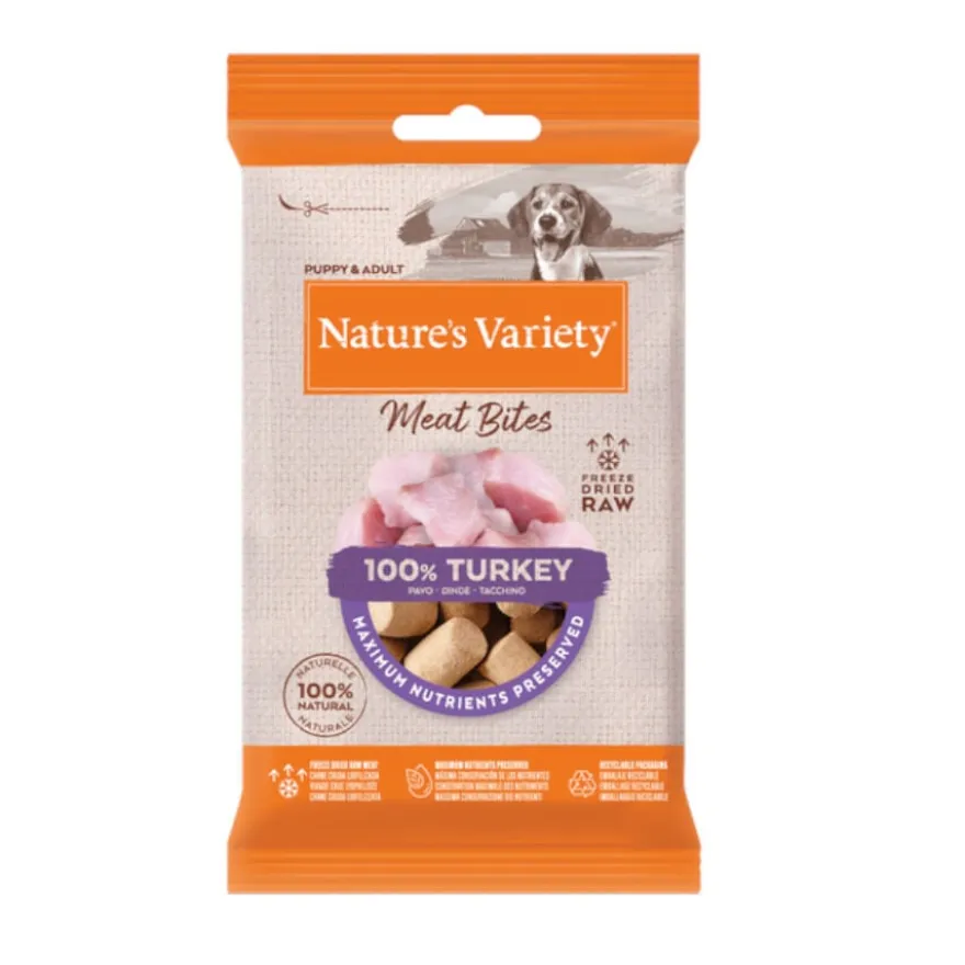 Nature's Variety Meat Bites Bocaditos de Pavo Liofilizado para perros