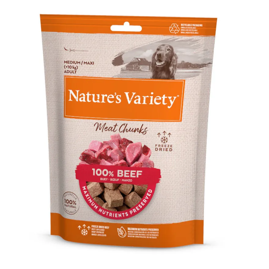 Nature's Variety Meat Chunks Buey liofilizado para perros