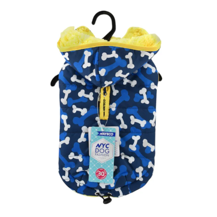 Nayeco Abrigo Acolchado Paws Print Azul para perros