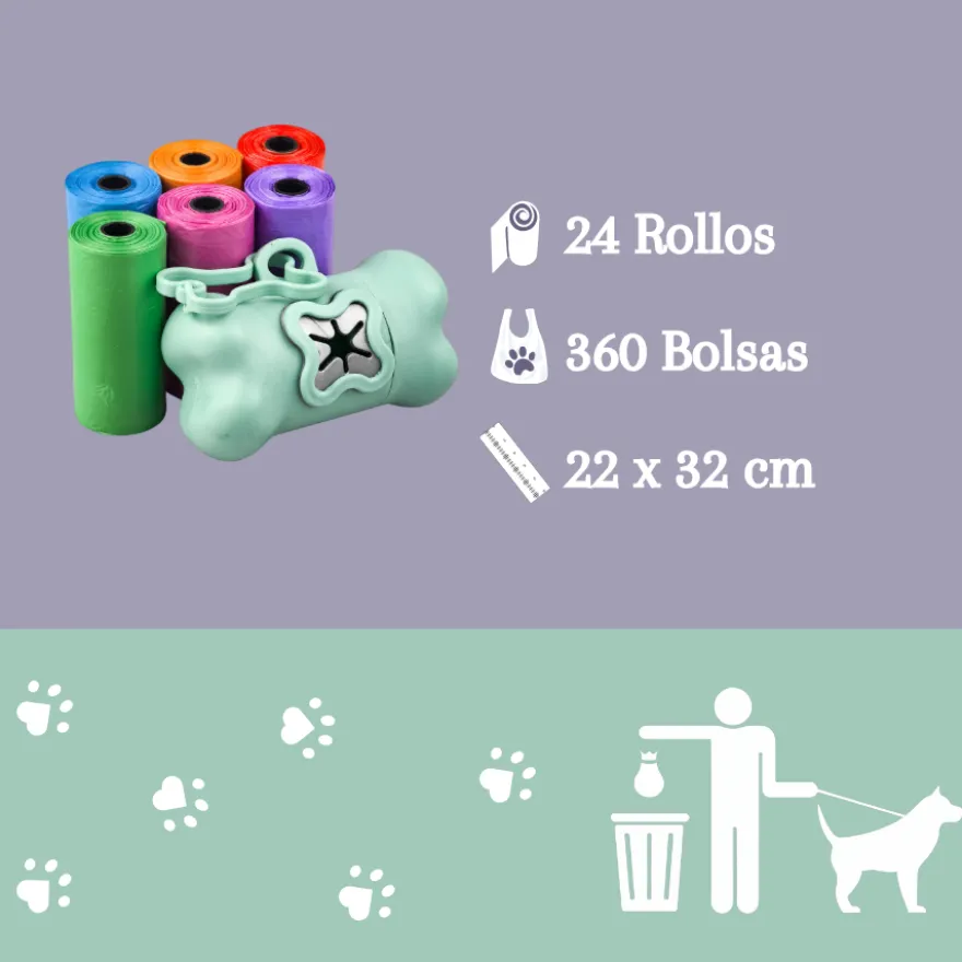 Nice Care Pack Dispensador Bolsitas Rollos para perros