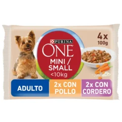 One Adult Mini Small Pollo y Cordero en Salsa sobre para perros