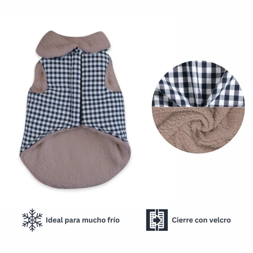 Outech Abrigo Estampado Vichy Azul para perros