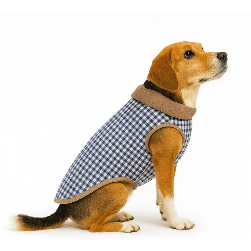 Outech Abrigo Estampado Vichy Azul para perros
