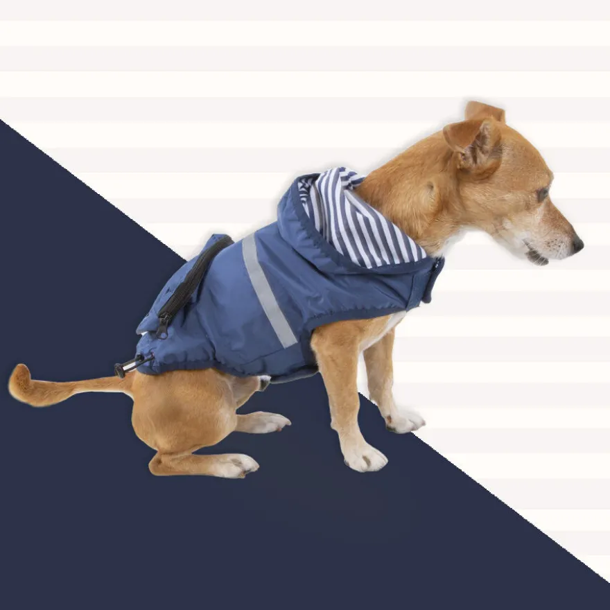 Outech Impermeable con Bolsillo Azul Marino para perros