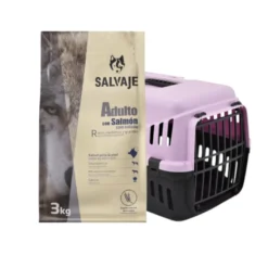 Pack Transportín Morado TK-Pet + 3 kg Pienso Salvaje Adult Salmón para perros