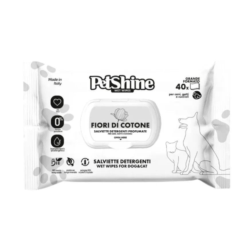 Petshine Toallitas húmedas Flor de algodón para perros y gatos