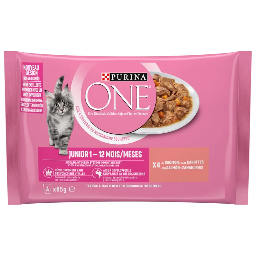 Purina One Junior Salmón sobre en salsa para gatos