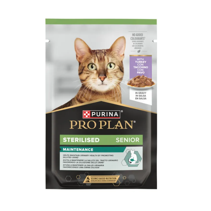 Purina Pro Plan Esterilizado Lata en Salsa Pavo para gatos senior