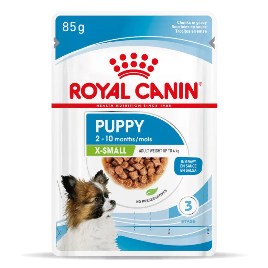 Royal Canin X-Small Puppy Trocitos en Salsa sobre para perros