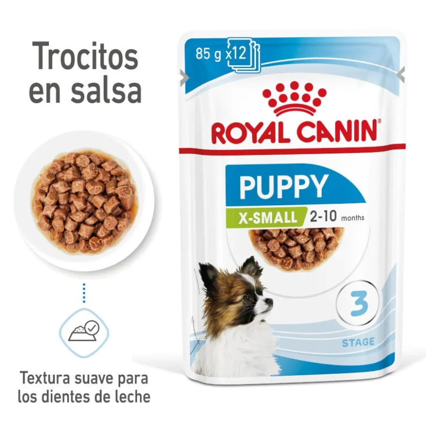 Royal Canin X-Small Puppy Trocitos en Salsa sobre para perros
