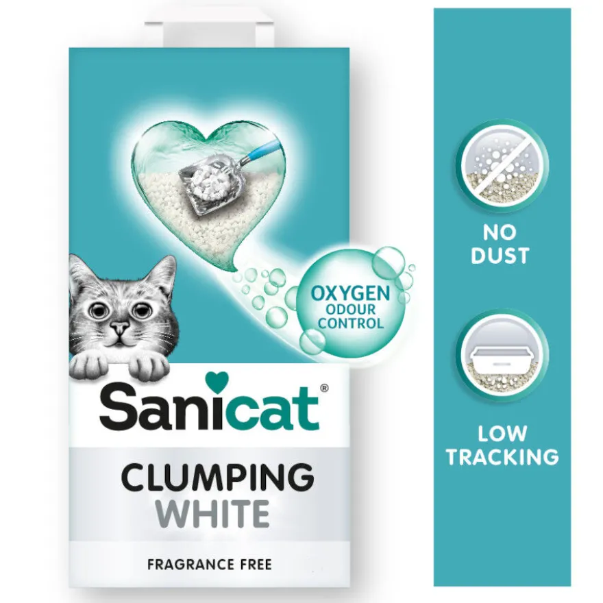 Sanicat Clumping White Arena Blanca Aglomerante sin perfume para gatos