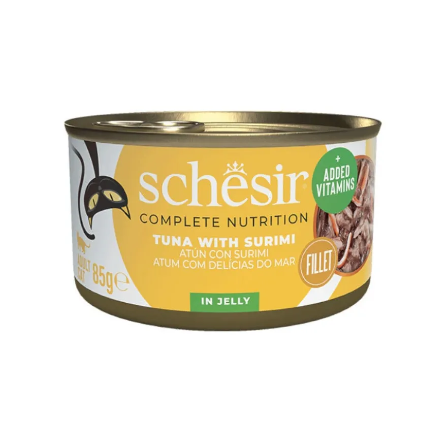 Schesir Adult Atún y Surimi en gelatina lata para gatos