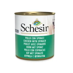 Schesir Adult pollo con espinacas lata para perros